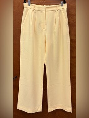 Abercrombie & Fitch Sloane Tailored Wide Leg High Rise Pleated Yellow 14 Long